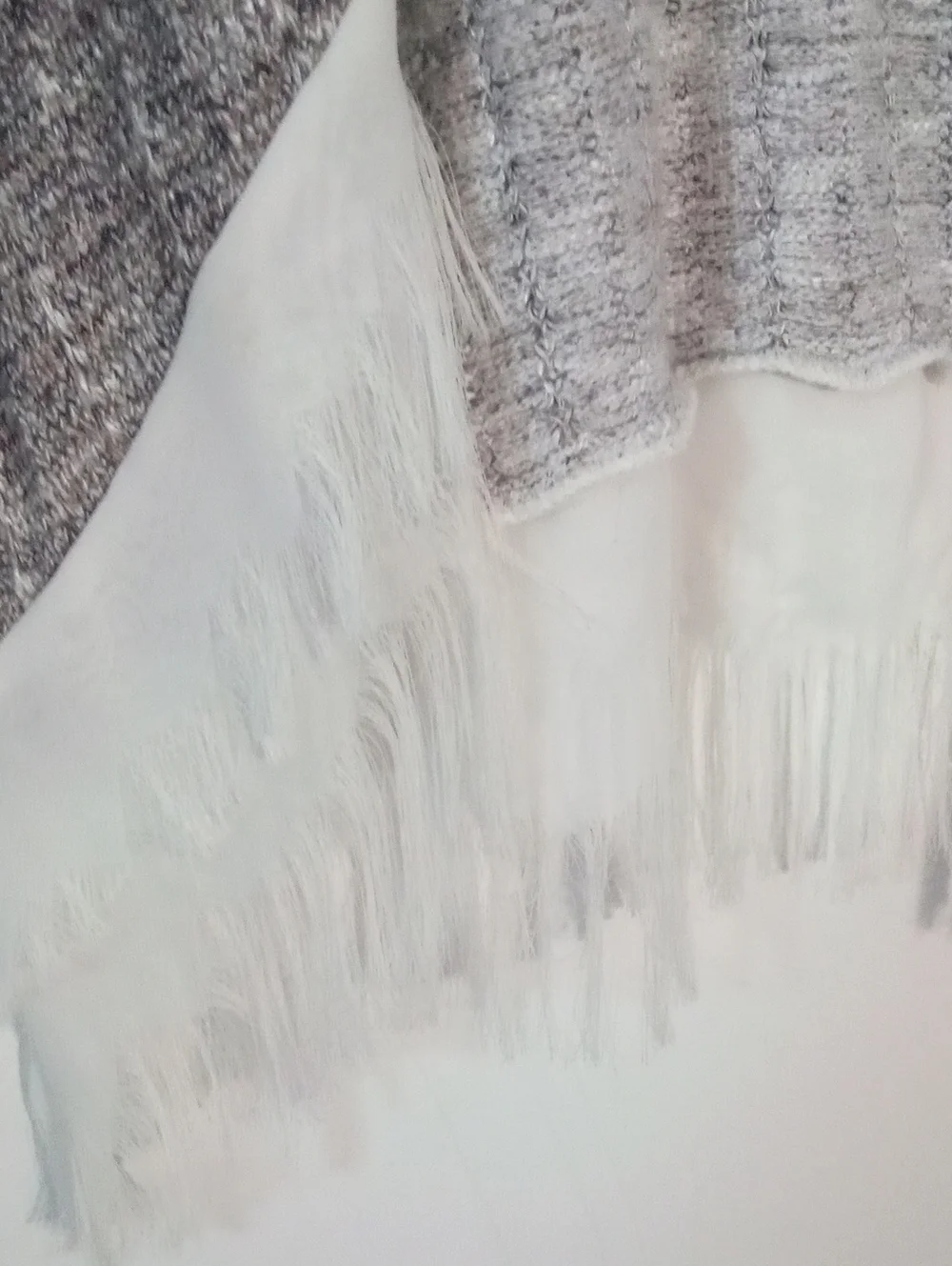 AB Studio Fringe Open-Front Sweater Cardigan XL EUC Brown Cream